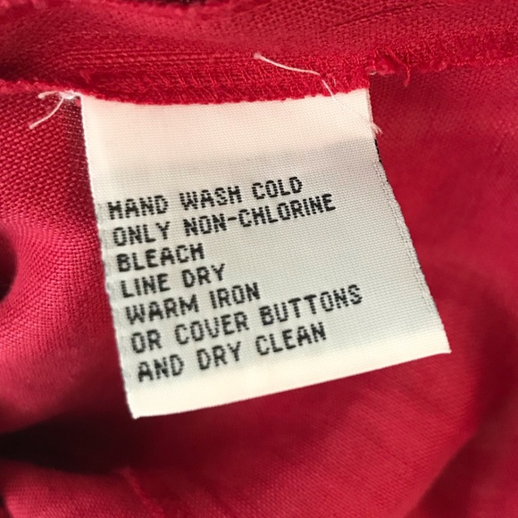 Vintage red linen square neck button down blouse - Picture 6 of 6